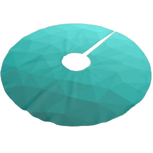 Turquoise teal gradient geometric mesh pattern brushed polyester tree skirt