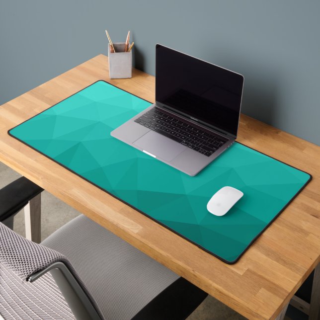 Turquoise teal gradient geometric mesh pattern desk mat (Office 2)
