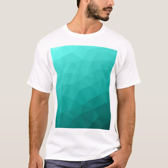 Turquoise teal gradient geometric mesh pattern T-Shirt (Front)