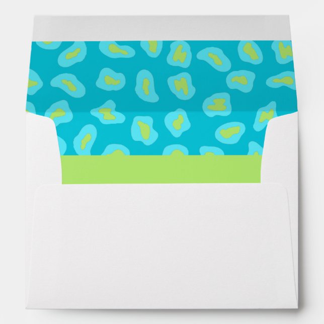 Turquoise Teal & Lime Green Zebra & Cheetah Skin Envelope (Back (Bottom))