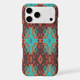 Turquoise Teal Orange Red Tribal Mosaic Pattern