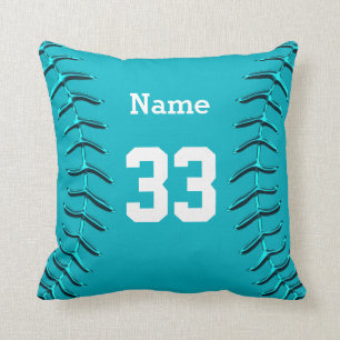 Turquoise / Teal, Personalised Softball Pillow