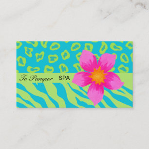Turquoise Teal, Pink & Green Zebra & Cheetah Skin Business Card