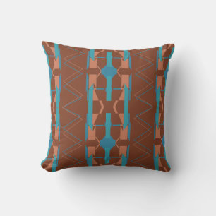 Turquoise Teal Rust Brown Southwest Look Mosaics Cushion