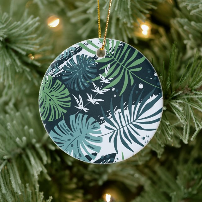 Turquoise Teal Tropical Christmas Ceramic Tree Decoration (Tree)