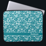 Turquoise Teal Tropical Flowers Monogram Laptop Sleeve<br><div class="desc">Turquoise Teal Tropical Flowers Monogram Laptop Sleeve. Easy to customise with text,  fonts,  and colours. Created by Zazzle pro designer BK Thompson exclusively for Cedar and String; please contact us if you need assistance with the design.</div>