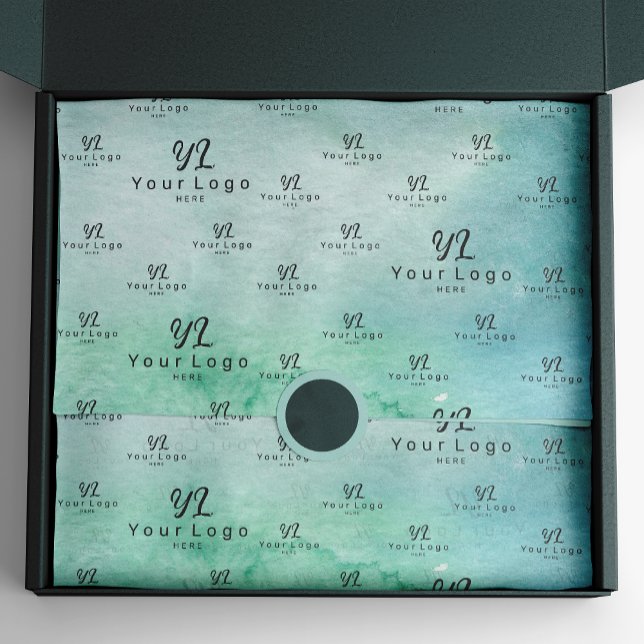 Turquoise Teal Watercolor Logo Business Packaging  Tissue Paper (Creator Uploaded)