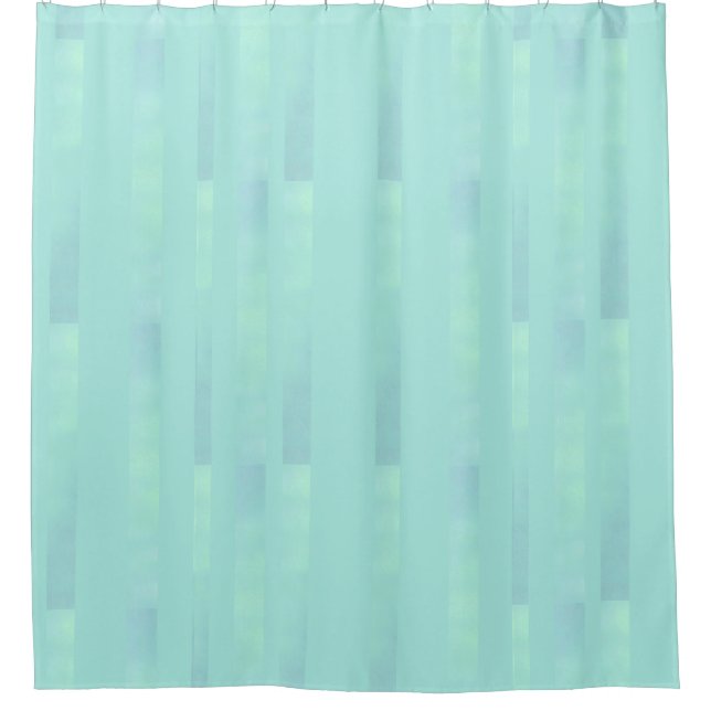 Turquoise teal watercolor look bars lines shower curtain (Front)