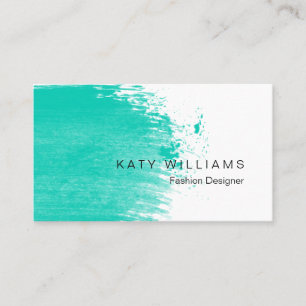 Turquoise Teal Watercolor  Splatter Simple Business Card