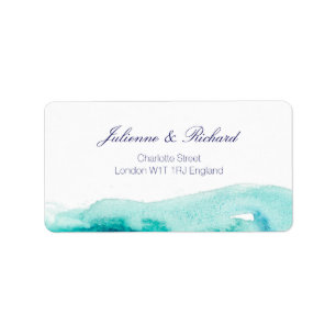 Turquoise Teal Watercolor Wedding  Address Labels