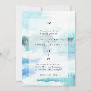 Turquoise Teal Wedding Invitation Budget Friendly