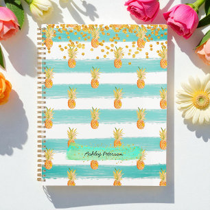 Turquoise Teal White Glitter Pineapple Daily  Planner