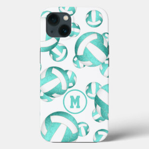 Turquoise teal white volleyballs pattern gifts Case-Mate iPhone case