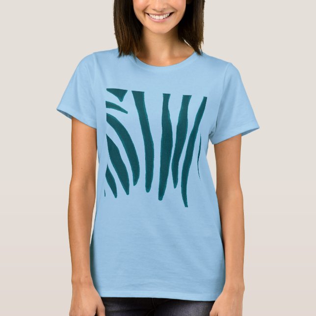 Turquoise Teal Zebra stripes tees (Front)
