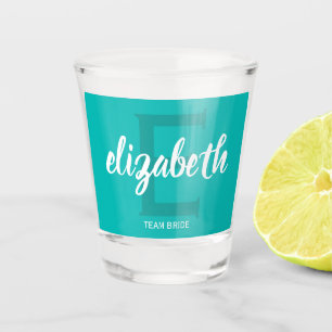 Turquoise Team Bride Personalised  Shot Glass