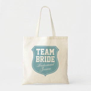 Turquoise Team Bride tote bags for wedding party