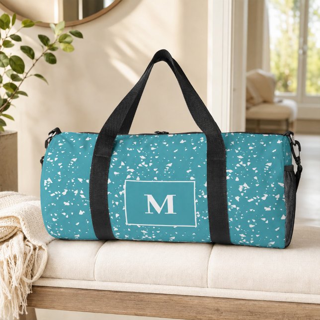 Turquoise Terrazzo Custom Monogram Duffle Bag (Turquoise Terrazzo Custom Monogram Duffle Bag)