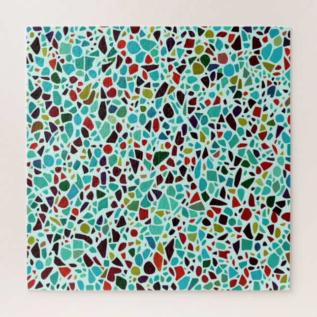 Turquoise Terrazzo Mosaic Broken Stones Jigsaw Puzzle (Vertical)