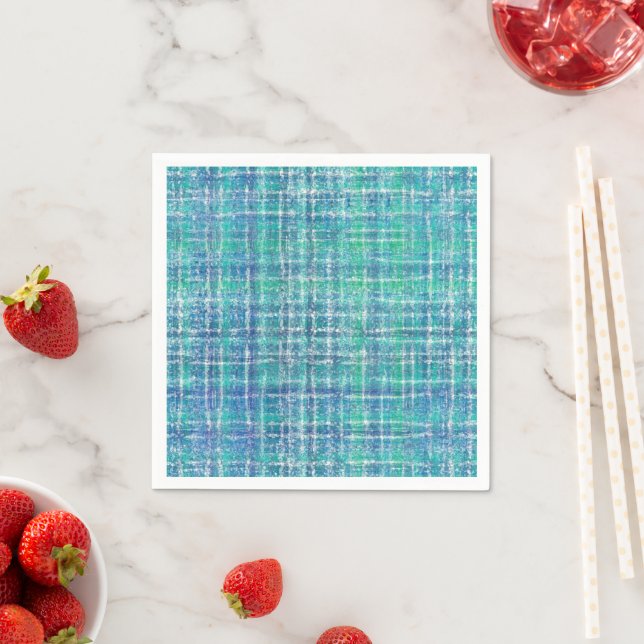 Turquoise textured check napkin (Insitu)