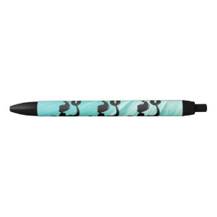 Turquoise Textured Mermaid Silhouette Pen