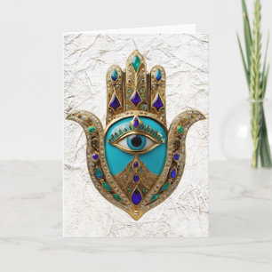 Turquoise Third Eye Hamsa Card