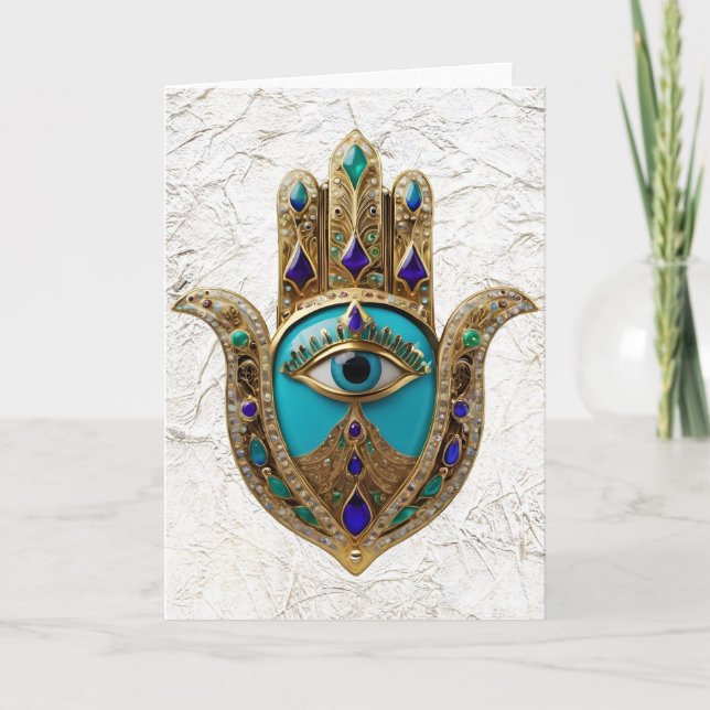 Turquoise Third Eye Hamsa Card (Front)