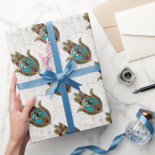 Turquoise Third Eye Hamsa Wrapping Paper