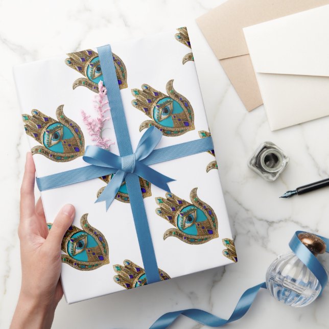 Turquoise Third Eye Hamsa Wrapping Paper (Gifting)