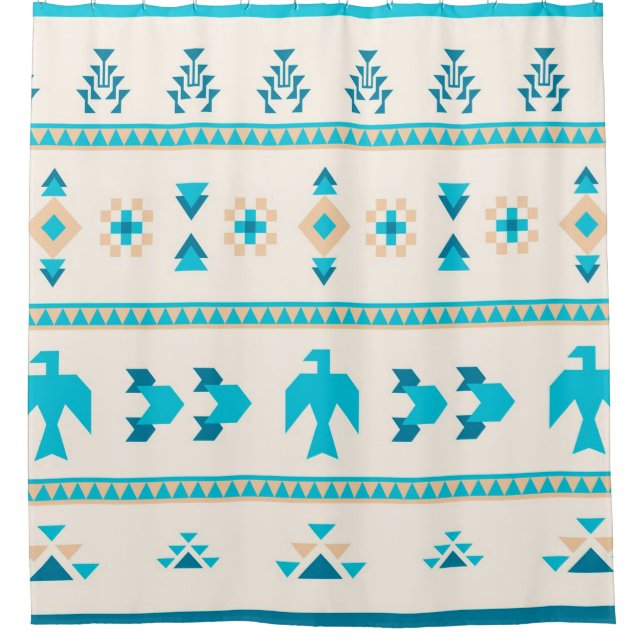 Turquoise Thunderbird Shower Curtain (Front)