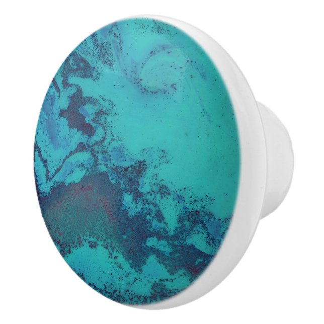 Turquoise Tidal Abyss Ceramic Knob (Right)