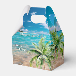 Turquoise Tides Tropical Palm Tree Beach Wedding Favour Box
