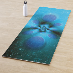 Turquoise Tie Dye Christian Cross Yoga Mat