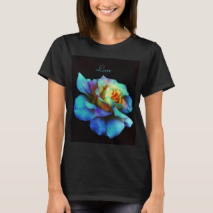 Turquoise Tie Dyed Rose T-Shirt