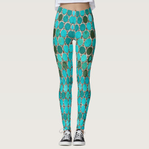 Turquoise tiles oval mosaic leggings