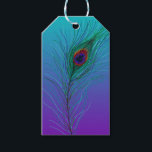 Turquoise to Purple Peacock Feather Gift Tags<br><div class="desc">Turquoise to Purple Peacock Feather Heart gift tags. Pretty for a wedding or birthday party.</div>
