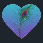 Turquoise to Purple Peacock Feather Heart Sticker<br><div class="desc">Turquoise to Purple Peacock Feather Heart Stickers.</div>