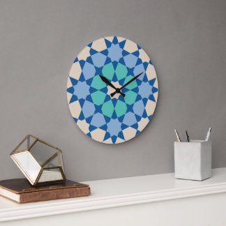 Turquoise Tranquility pattern Large Clock