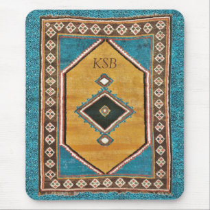 Turquoise Treasure Antique Persian Oriental Rug Mouse Mat