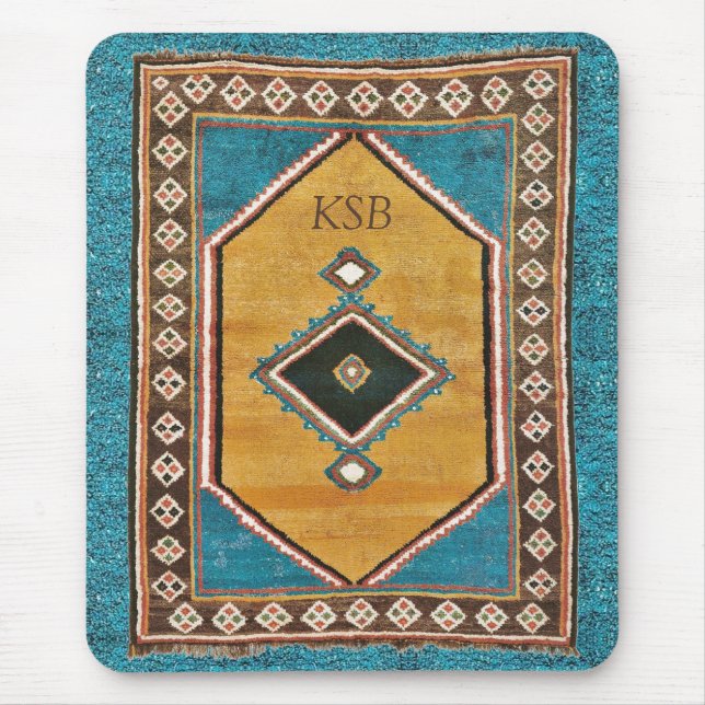 Turquoise Treasure Antique Persian Oriental Rug Mouse Mat (Front)