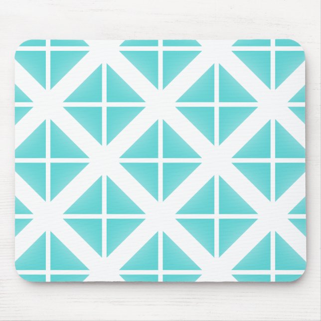 Turquoise Trendy Triangle Pattern Mouse Mat (Front)