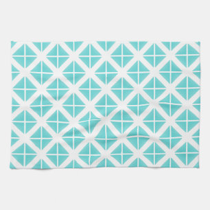 Turquoise Trendy Triangle Pattern Tea Towel