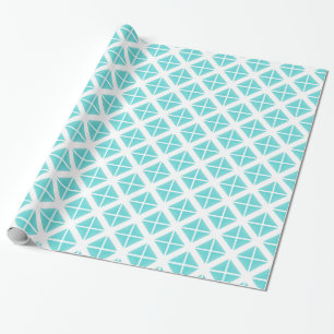 Turquoise Trendy Triangle Pattern Wrapping Paper