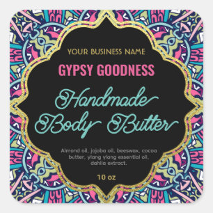 Turquoise Tribal Ethnic Ornamental Frame Label