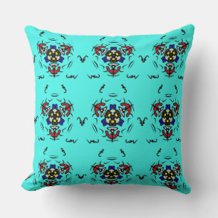 Turquoise Tribal Mandala" Cushion