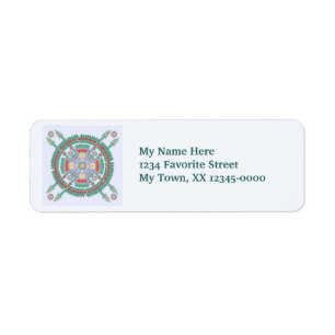 Turquoise Tribal Mandala Label