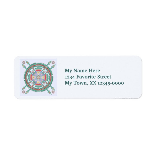 Turquoise Tribal Mandala Label (Front)