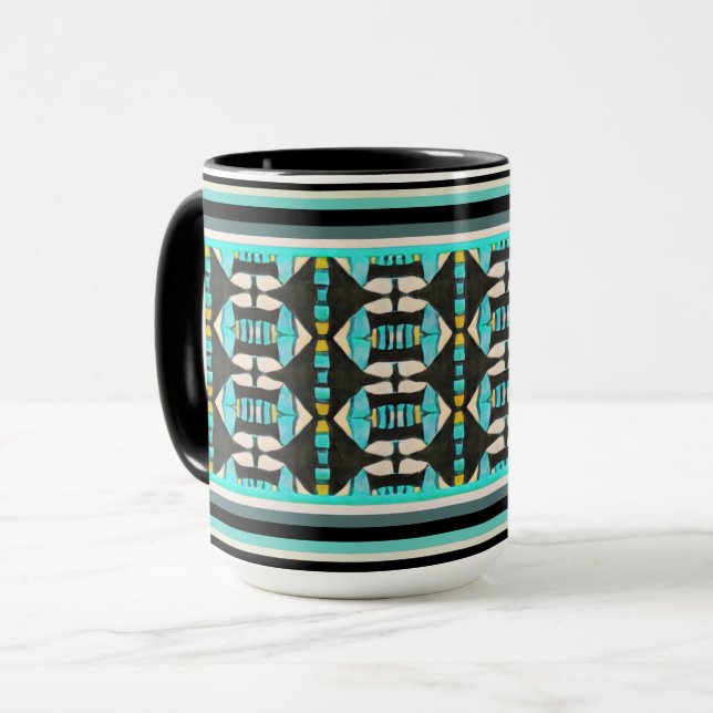 Turquoise Tribal Tapestry Mug (Front Left)