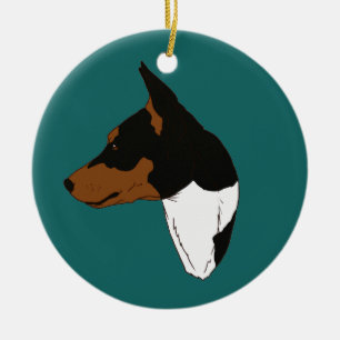 Turquoise Tricolor Basenji Ornament
