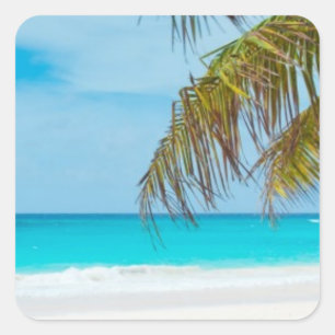 Turquoise Tropical Beach Square Sticker