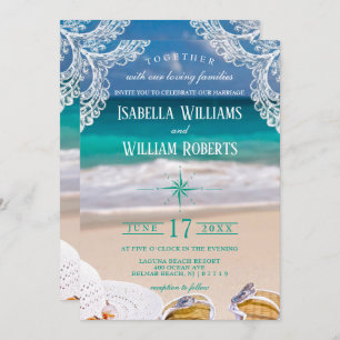 Turquoise Tropical Beach Summer Wedding Invitation